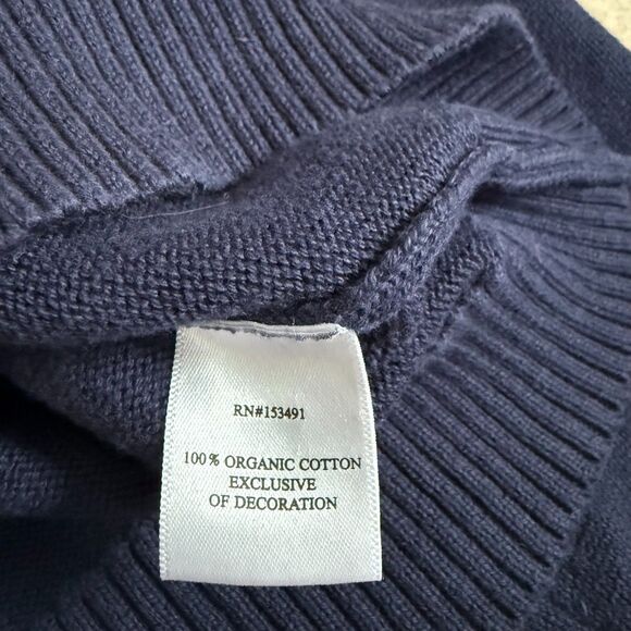 Hope & Henry Navy Horse Graphic Sweater Kids L Elbow Patch Organic Sustainable - Picture 9 of 10